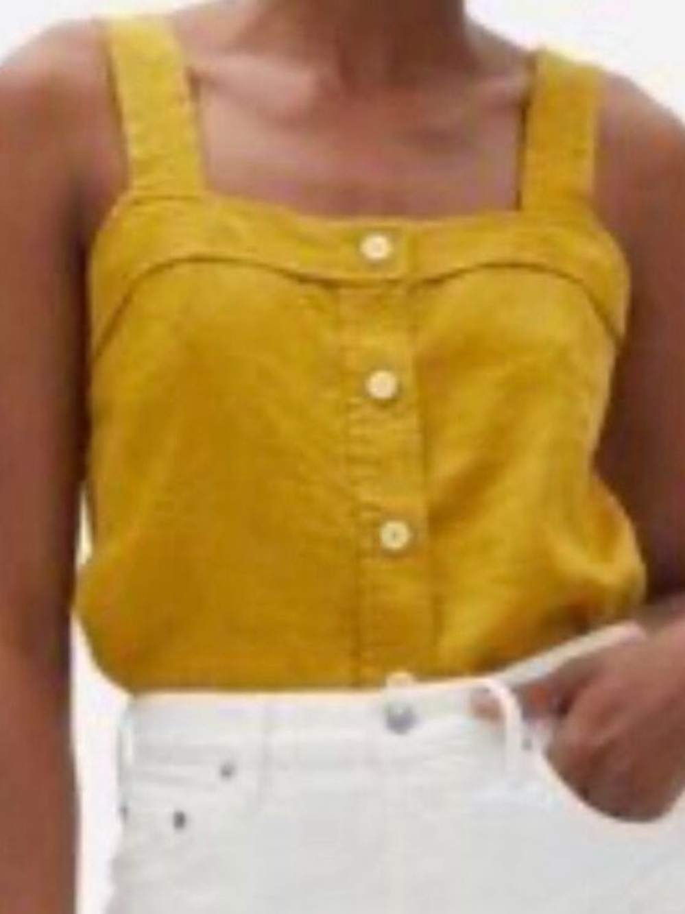 Everlane Mustard Button-Front Square-Neck Camisole